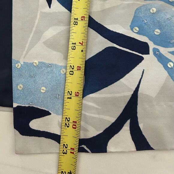 Chico's Ice Garden Frannie Ink White Blue Silk Cotton Sequin Blazer Size L 12 - Picture 5 of 9